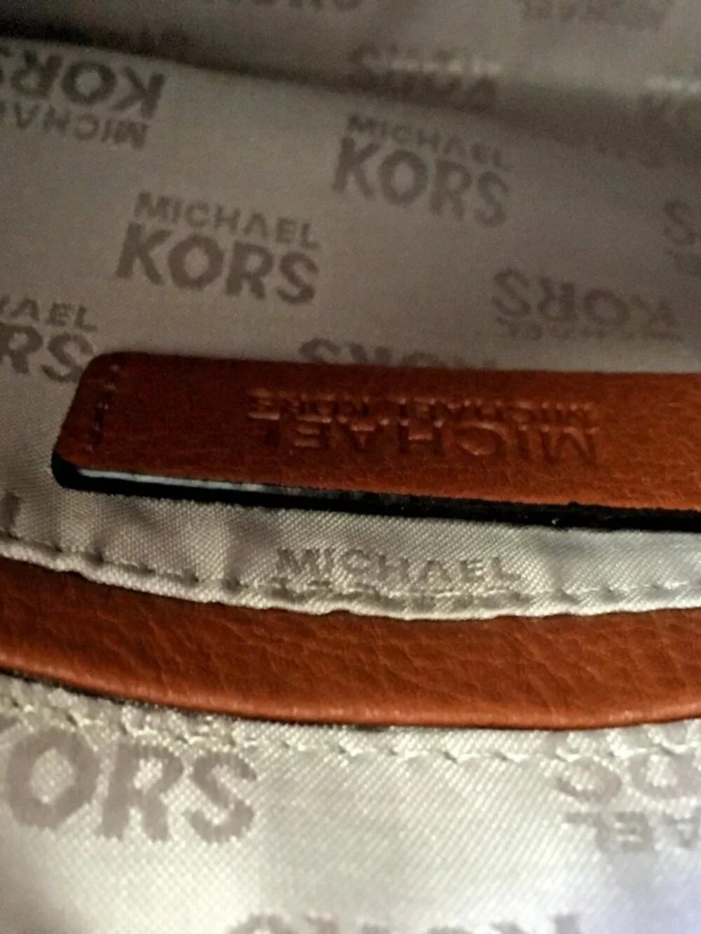 Michael Kors Jet Set Leather Wristlet Clutch Logo Brown Pvc/Dark Acorn & Gold